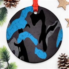 Blue, Abstract, Black, Desenho, Grey Shapes, Texture Round Ornament (two Sides)