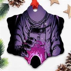 Fingerprint Astro, Amoled, Astronaut, Black, Dark, Oled Snowflake Ornament (two Sides)