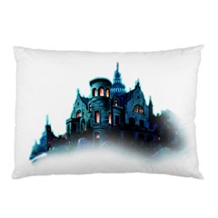 Blue Castle Halloween Horror Haunted House Pillow Case (two Sides)
