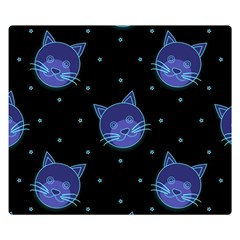 Vector Illustration Of Cat Animal Face Pattern Premium Plush Fleece Blanket (small)