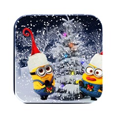 Minions Christmas, Merry Christmas, Minion Christmas Square Metal Box (black)