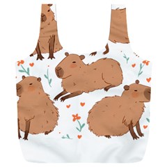 Capybara Art T- Shirt Cute Capybaras Illustration T- Shirt Yoga Reflexion Pose T- Shirtyoga Reflexion Pose T- Shirt Full Print Recycle Bag (xxxl)