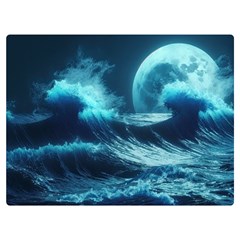 Moonlight High Tide Storm Tsunami Waves Ocean Sea Two Sides Premium Plush Fleece Blanket (extra Small)