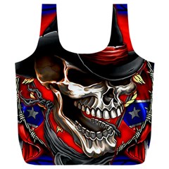Confederate Flag Usa America United States Csa Civil War Rebel Dixie Military Poster Skull Full Print Recycle Bag (xxxl)