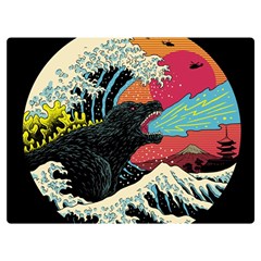 Retro Wave Kaiju Godzilla Japanese Pop Art Style Two Sides Premium Plush Fleece Blanket (extra Small)