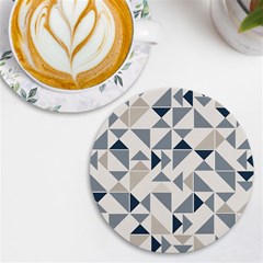 Geometric Triangle Modern Mosaic Uv Print Round Tile Coaster