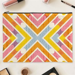 Line Pattern Cross Print Repeat Cosmetic Bag (xxxl)