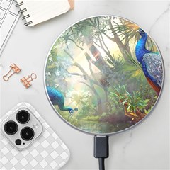Peafowl Peacock Bird Birds Painting Art Wildlife Wireless Fast Charger(white)
