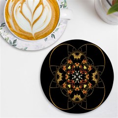 Fractal Stained Glass Ornate Uv Print Round Tile Coaster