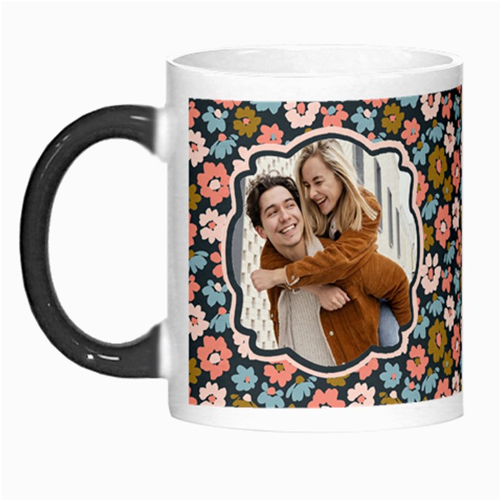 Couple Photo Floral Name Mug Morph Mug