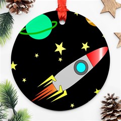 Planet Rocket Space Stars Ornament (round)