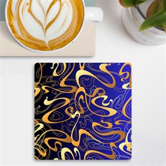 Squiggly Lines Blue Ombre Uv Print Square Tile Coaster 