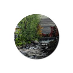 Landscape Summer Fall Colors Mill Rubber Coaster (round)