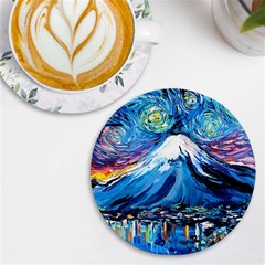 Mount Fuji Art Starry Night Van Gogh Uv Print Round Tile Coaster
