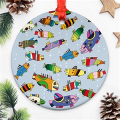 Fish Ocean Sea Water Diving Blue Ornament (round)
