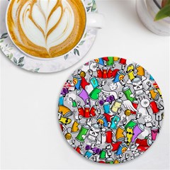 Graffity Characters Seamless Pattern Art Uv Print Round Tile Coaster