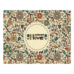 Seamless Pattern With Flower Birds Two Sides Premium Plush Fleece Blanket (large)