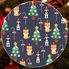 Boston Terrier Welsh Corgi Puppies Seamless Pattern Wallpaper Uv Print Acrylic Ornament Round