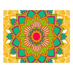 Mandala Patterns Yellow Two Sides Premium Plush Fleece Blanket (large)