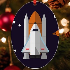 Rocket Space Universe Spaceship Uv Print Acrylic Ornament Oval