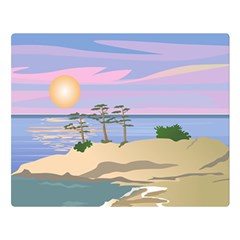 Vacation Island Sunset Sunrise Two Sides Premium Plush Fleece Blanket (large)