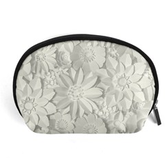 Damask, Desenho, Flowers, Gris Accessory Pouch (large)