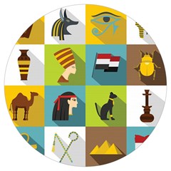 Egypt Travel Items Icons Set Flat Style Round Trivet