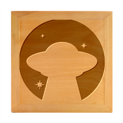 Illustration Ufo Alien  Unidentified Flying Object Wood Photo Frame Cube