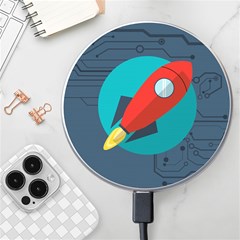 Rocket With Science Related Icons Image Wireless Fast Charger(white)