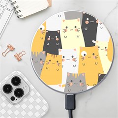 Seamless Pattern Cute Cat Cartoons Wireless Fast Charger(white)