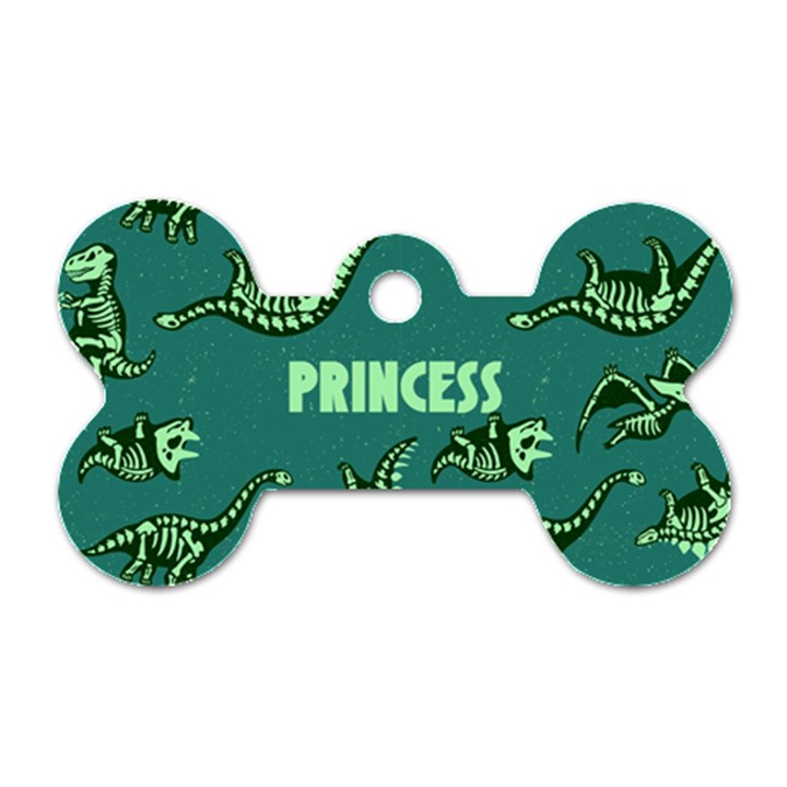 Dinosaur Graphic Pattern Dog Tag Bone (One Side)