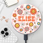 Personalized Floral Name Wireless Fast Charger Wireless Fast Charger(White) Front