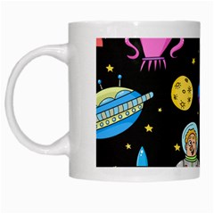 Seamless Pattern With Space Objects Ufo Rockets Aliens Hand Drawn Elements Space White Mug