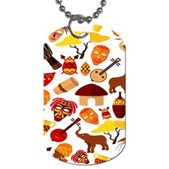 Africa Jungle Ethnic Tribe Travel Seamless Pattern Vector Illustration Dog Tag (one Side)
