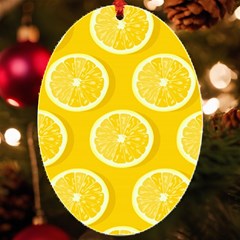 Lemon Fruits Slice Seamless Pattern Uv Print Acrylic Ornament Oval