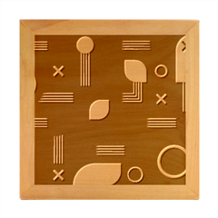 Gradient Geometric Shapes Dark Background Wood Photo Frame Cube