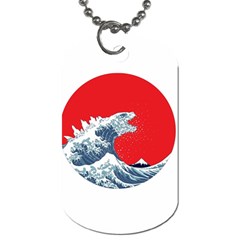 The Great Wave Of Kaiju Dog Tag (one Side)