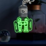 Couple Hold Heart Graphic LED Key Chain Front