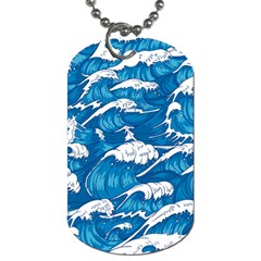 Storm Waves Seamless Pattern Raging Ocean Water Sea Wave Vintage Japanese Storms Print Illustration Dog Tag (one Side)