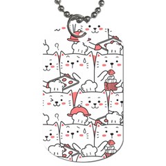 Cute Cat Chef Cooking Seamless Pattern Cartoon Dog Tag (one Side)