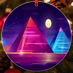 Egyptian Pyramids Night Landscape Cartoon Art Uv Print Acrylic Ornament Round