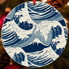 Japanese Wave Pattern Uv Print Acrylic Ornament Round