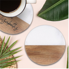 Seahorse Classic Marble Wood Coaster (round) 