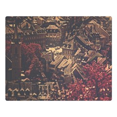 Vintage Cityscape City Retro Old Two Sides Premium Plush Fleece Blanket (large)