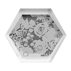 Pink Roses, Flowers, Love, Nature Hexagon Wood Jewelry Box