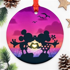 Mickey And Minnie, Mouse, Disney, Cartoon, Love Round Ornament (two Sides)