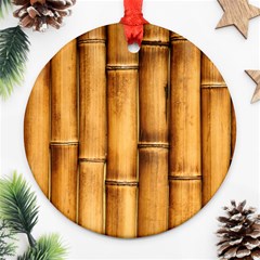 Brown Bamboo Texture  Round Ornament (two Sides)
