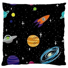 Space Cartoon, Planets, Rockets Large Cushion Case (one Side)