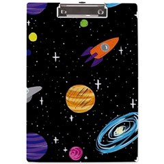 Space Cartoon, Planets, Rockets A4 Acrylic Clipboard