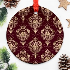 Vintage Floral Pattern, Purple Vintage Round Ornament (two Sides)